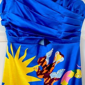 Bold Blue Satin Midi Dress Size 6